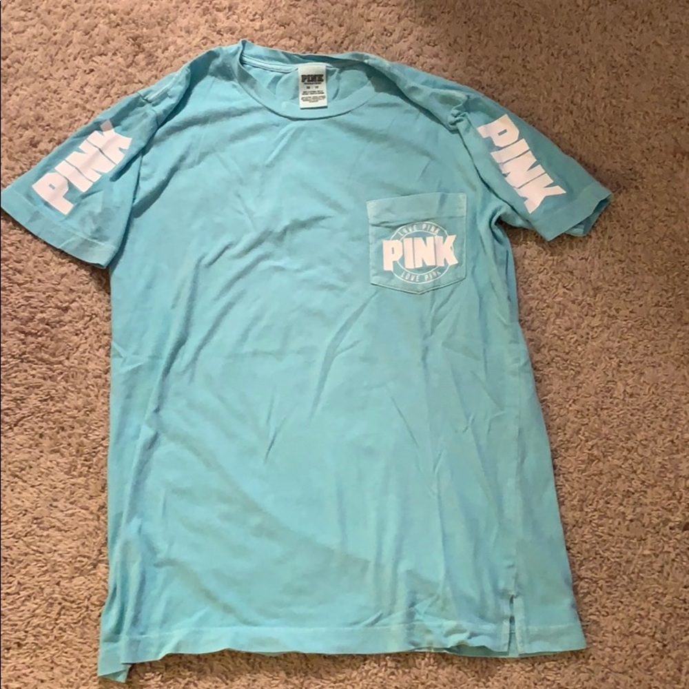 victoria secret PINK turquoise shortsleeve tshirt